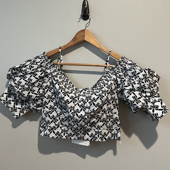 NWT Diane von Furstenberg DVF Margaret Cold Shoulder Crop Top - Picture 3 of 8